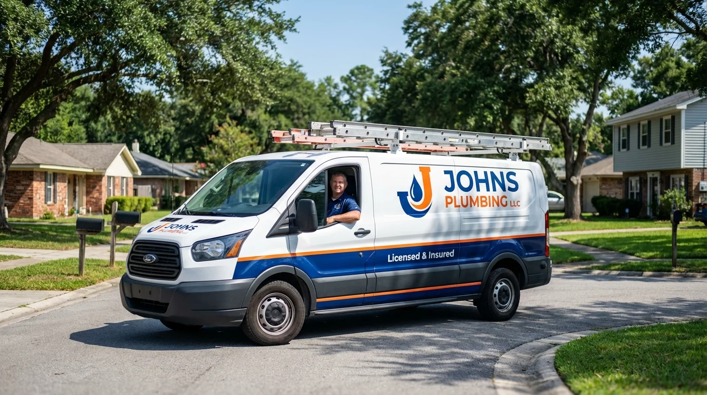 Johns Plumbing LLC service van in Palm Bay, FL