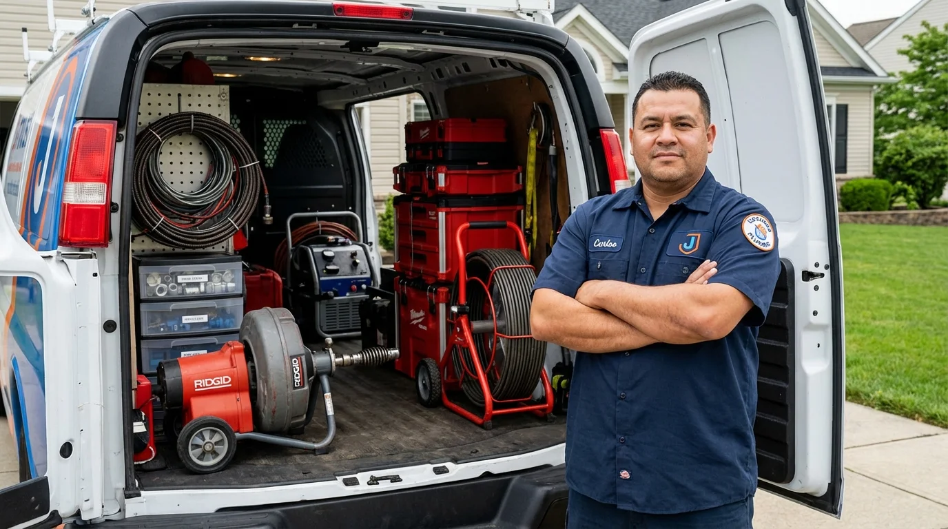 Professional drain cleaning equipment and Johns Plumbing LLC plumber in Palm Bay