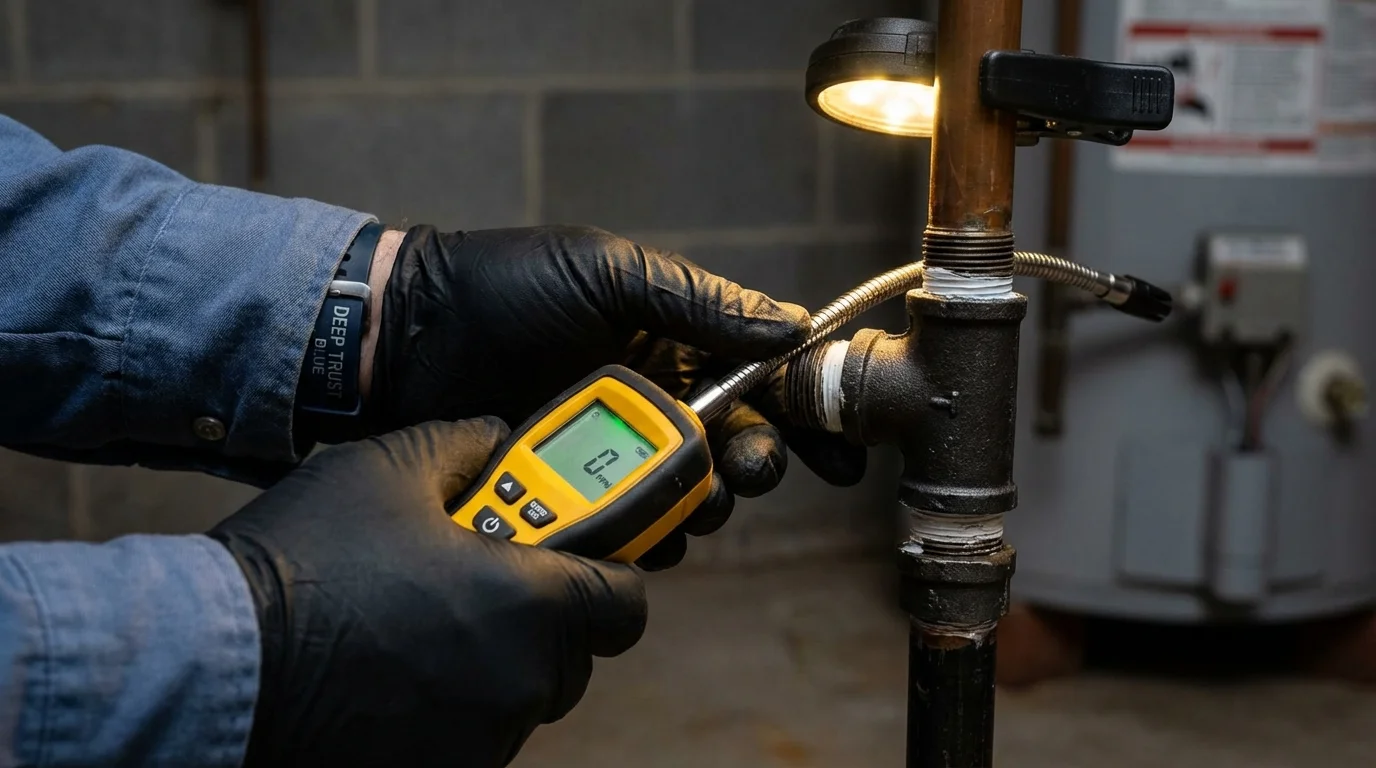 Gas leak detection with electronic sniffer by Johns Plumbing LLC in Palm Bay