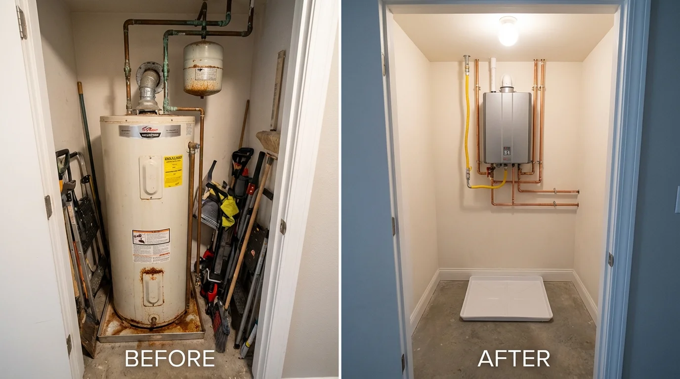 Tank water heater versus wall-mounted tankless unit comparison for Palm Bay, FL homeowners