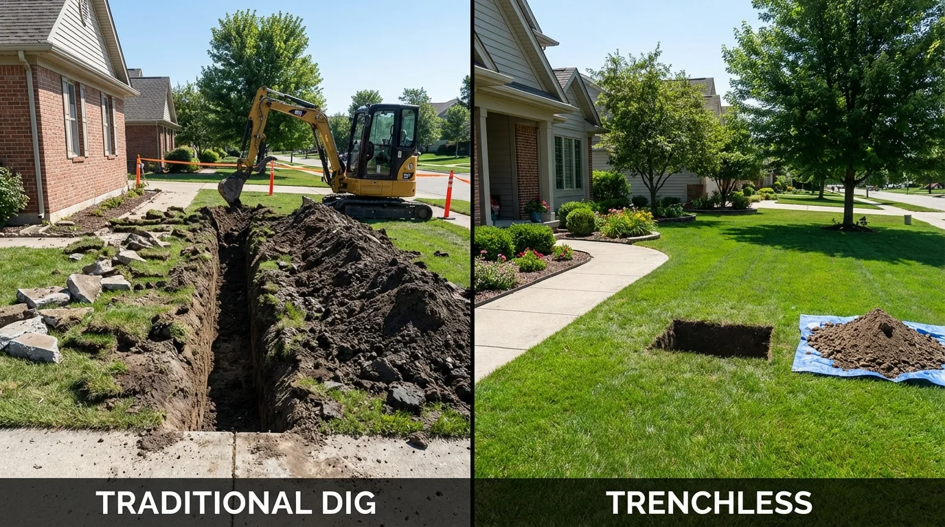 Trenchless sewer repair with minimal yard damage versus traditional excavation in Palm Bay, FL